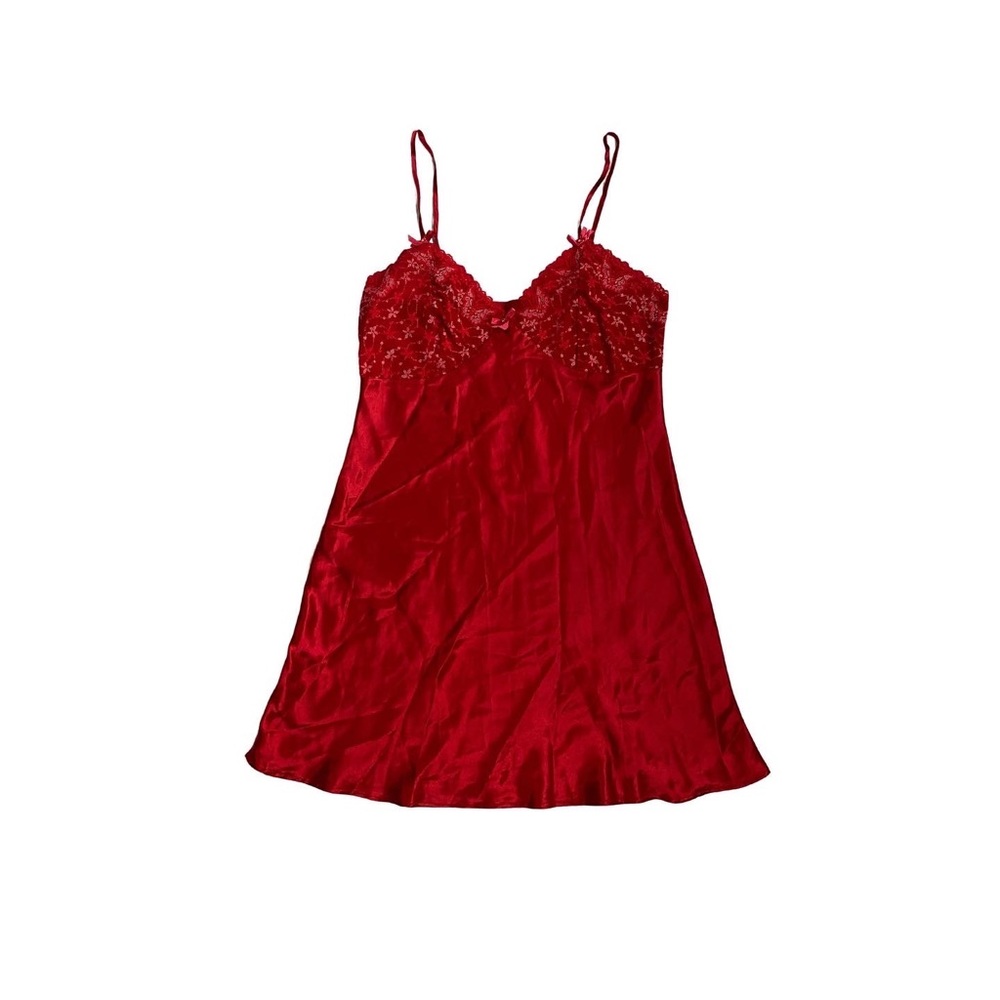 red midi slip dress